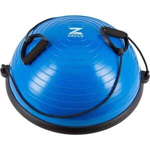 ZELUS Balance Ball Trainer with Resistance Bands and Foot Pump, Inflatable Yoga